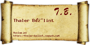 Thaler Bálint névjegykártya
